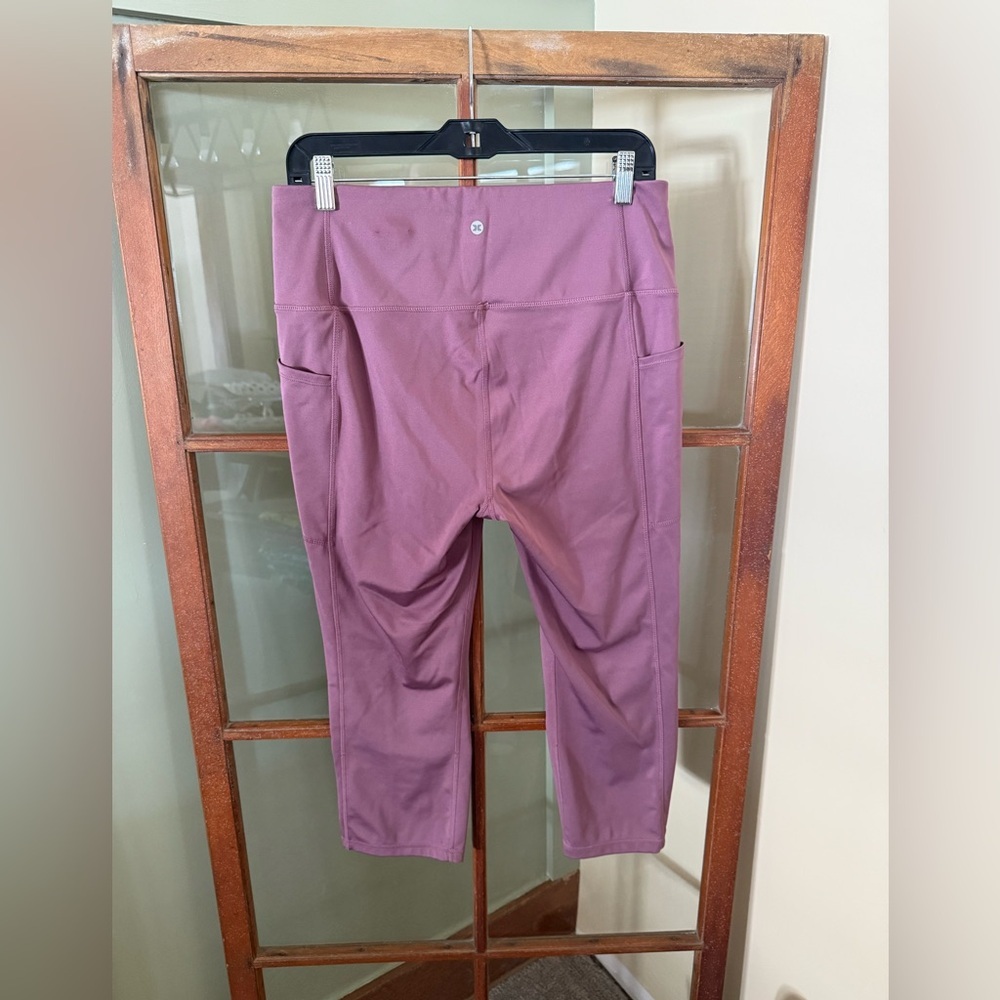 RBX 7/8 Length Mauve Activewear Leggings Side Pockets Size XL Yoga Workout - Picture 2 of 5